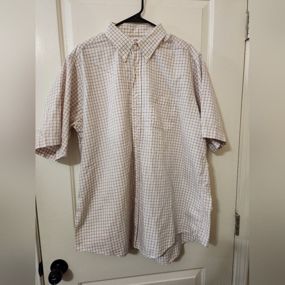 Brooks Brothers Light Purple And White Checkered Short Sleeve Button Up Shirt